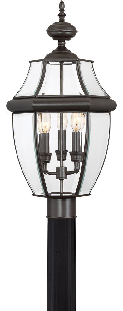 Quoizel NY9043Z Three Light Outdoor Post Lantern Newbury Medici Bronze