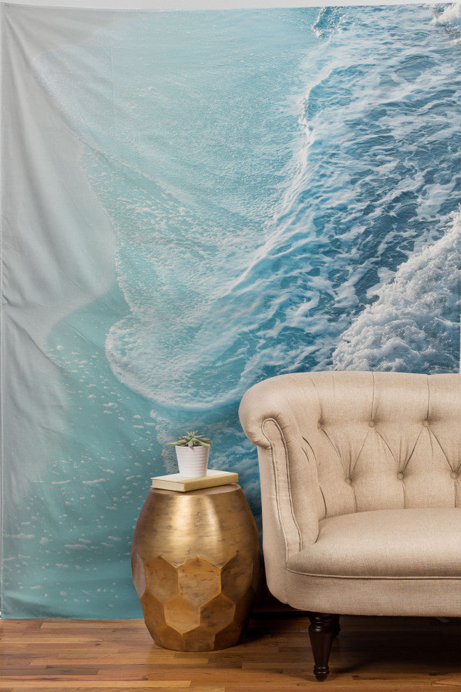 Anita's & Bella's Artwork Soft Turquoise Ocean Dream Waves Tapestry