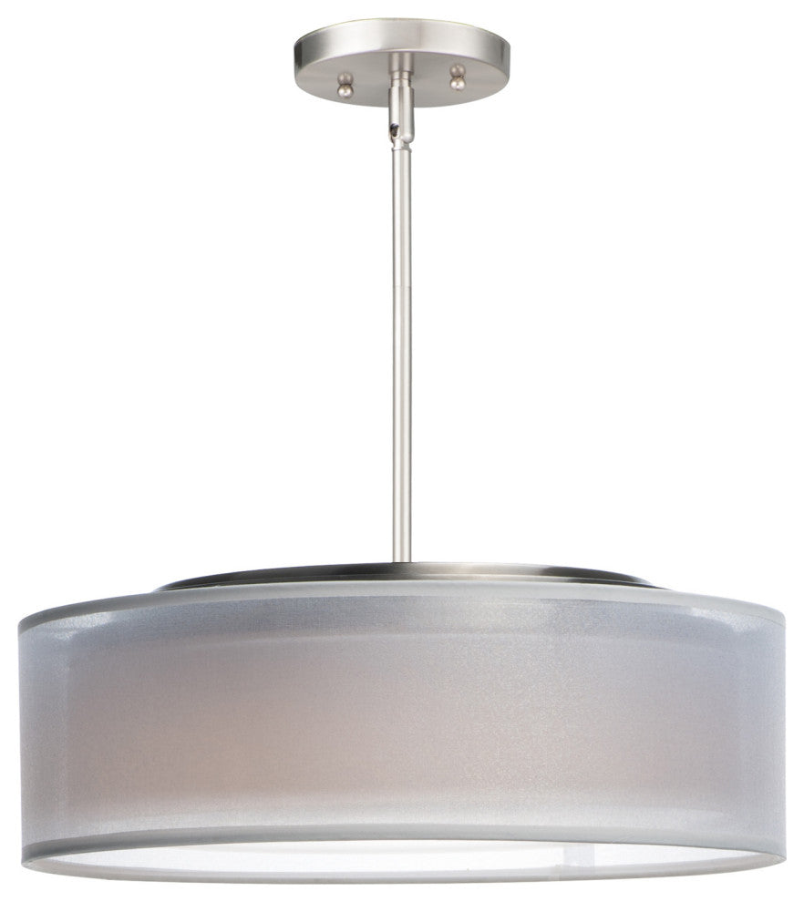 Maxim 10224 Prime 16"W LED Pendant - White Organza / Satin Nickel