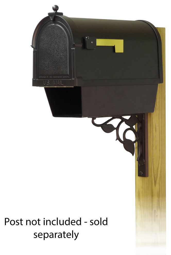 Berkshire Mailbox With Newspaper Tube & Floral Front Mailbox Mounting Bracket