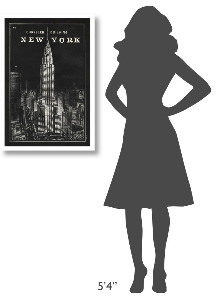 "Blueprint Map New York Chrysler Building Black" Print by Sue Schlabach, 22"x32"
