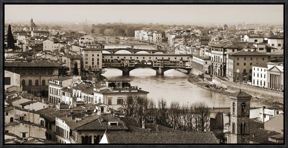 "Ponte Vecchio, Florence" Framed Canvas Giclee by Vadim Ratsenskiy, 25x13"