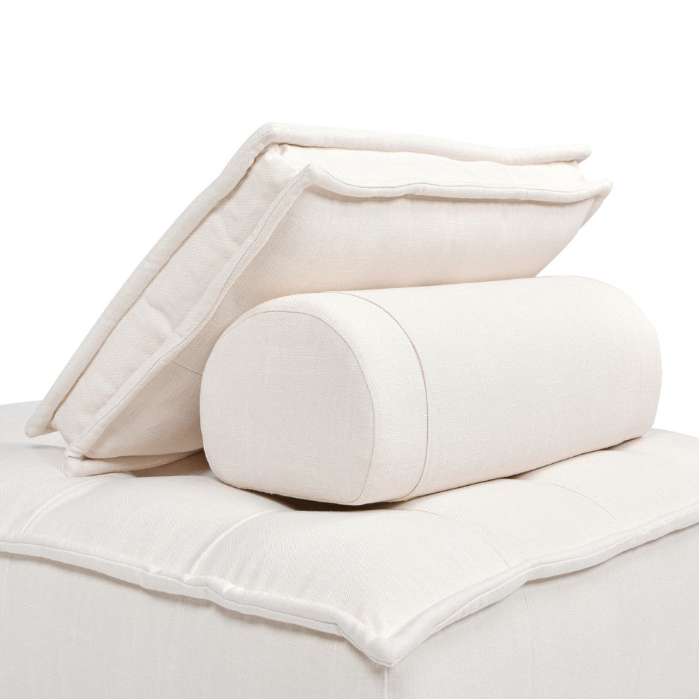 Arwen 42" Square Modular Pillow-Back Lounge Chair, Beige Linen