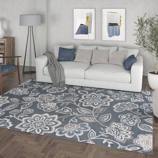 Emmalyn Transitional Floral Gray Rectangle Area Rug, 5'x7'