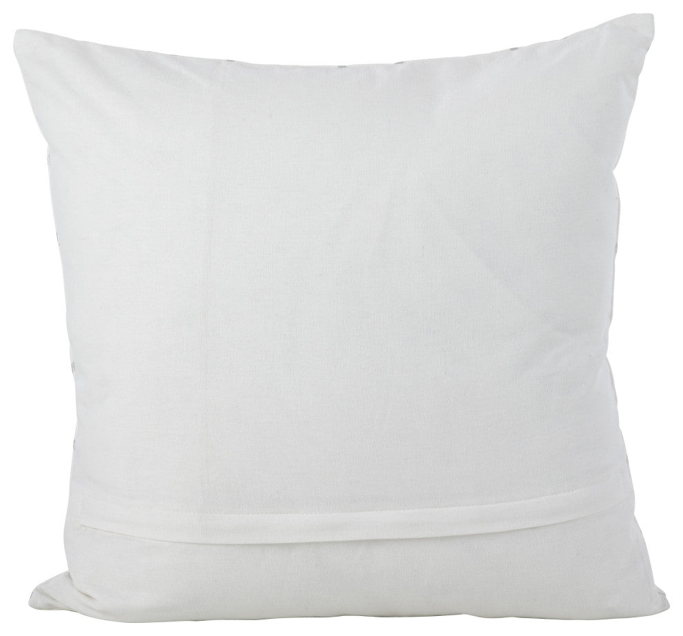 Metallic Diamond Design Throw Pillow With Down Filling, 18"x18", Silver