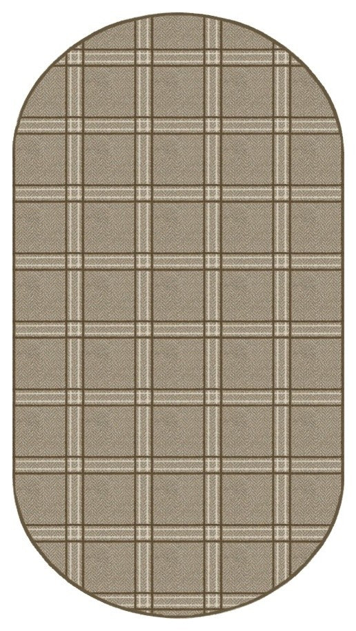 Coir Herrington Plaid Area Rug Milliken Tactesse Nylon, Oval 6'x9'