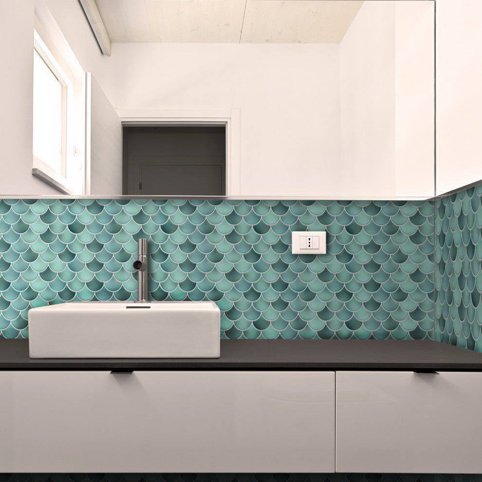 11' x 8" 3D Tile Sticker Fresh Turquoise Kitchen Bathroom, Set of 8