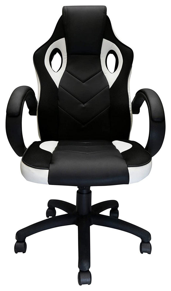 Reclining Racing Game Chair with Back Tilt and Armrest (WHITE)