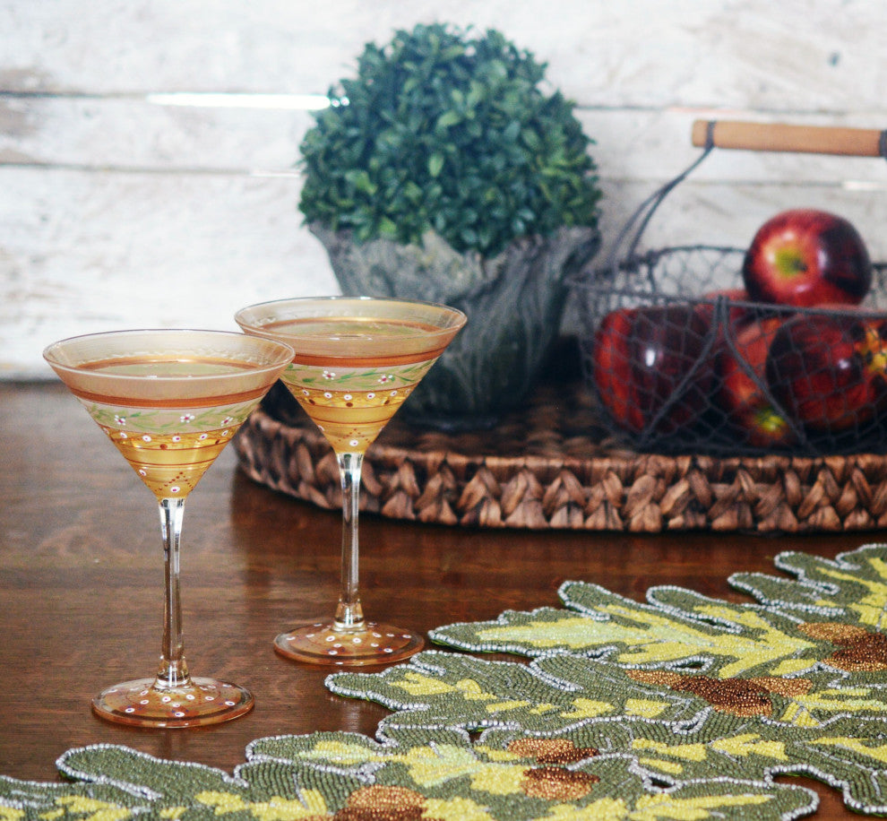 Mosaic Gold Garland Martini Glasses, Set of 2