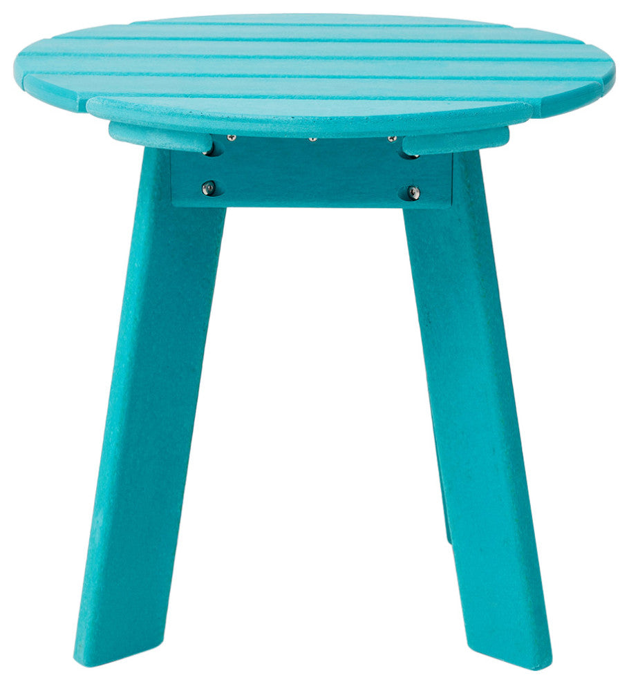 20"D Outdoor Patio HDPE Round Side Table, Aqua