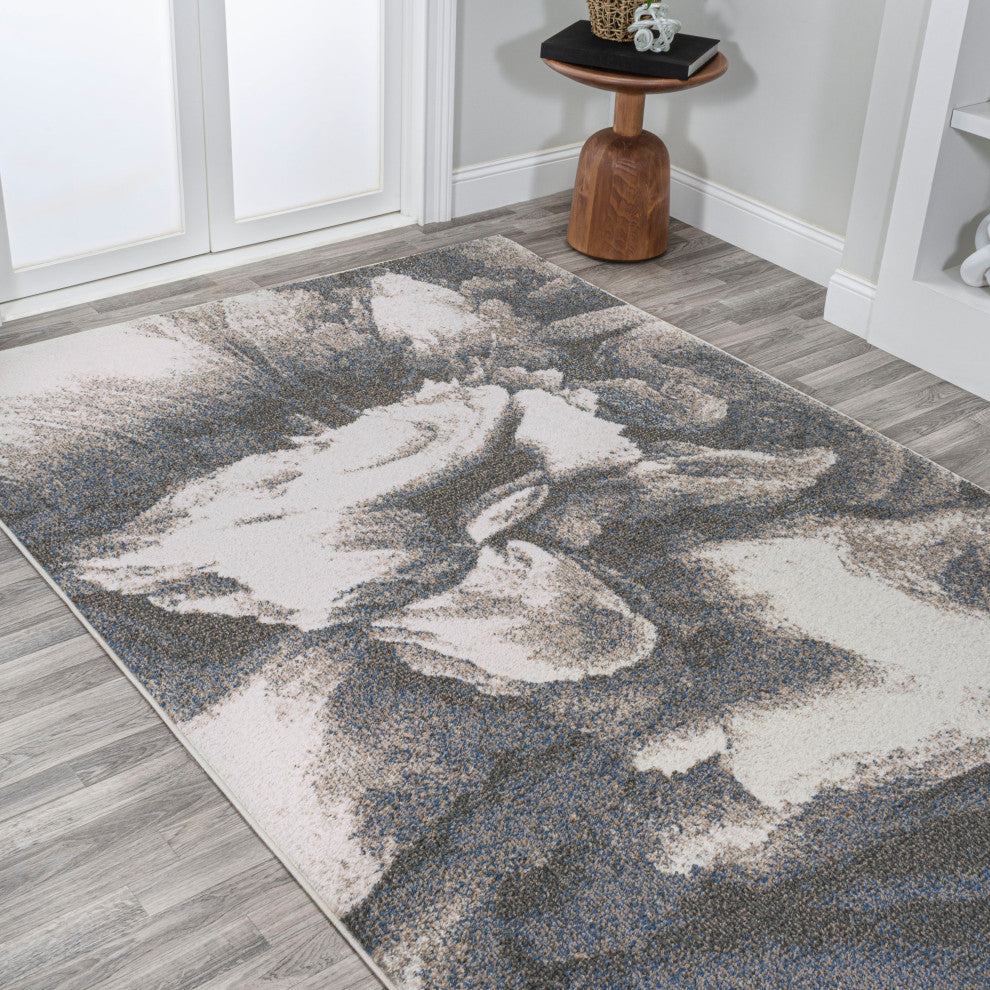 Petalo Abstract Two-Tone Modern Gray/Cream 5 ft. x 8 ft. Area Rug