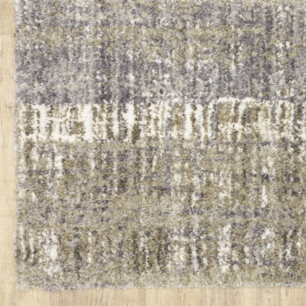 Ashton Impressed Shag Grey/Ivory Area Rug, 6.7X9.6