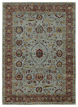 Adeline Oriental Border Blue and  Red Area Rug, 7'10"x10'10"