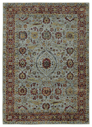Adeline Oriental Border Blue and  Red Area Rug, 7'10"x10'10"
