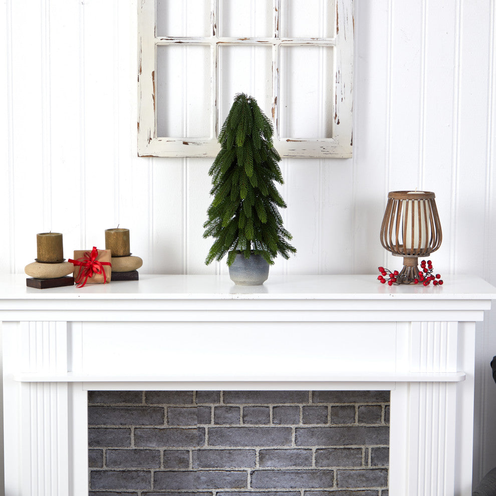 21" Christmas Pine Artificial Tree, Decorative Planter