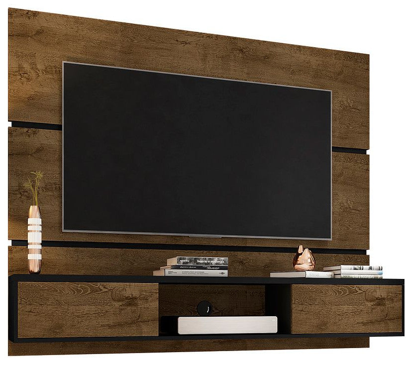 Vernon 62.99 Floating Entertainment Center in Rustic Brown and Black