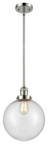 X-Large Beacon 1-Light Mini Pendant, Polished Nickel, Seedy