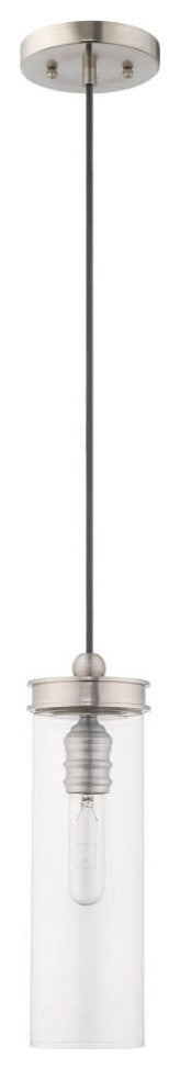 Livex Art Glass 1 Light 5" Pendant Brushed Nickel