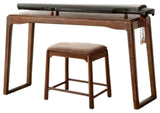 Solid Wood Desk, Rich Dark Walnut / Black  Walnut Table 48"/ Stool