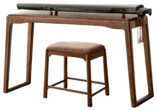 Solid Wood Desk, Rich Dark Walnut / Black  Walnut Table 48"/ Stool
