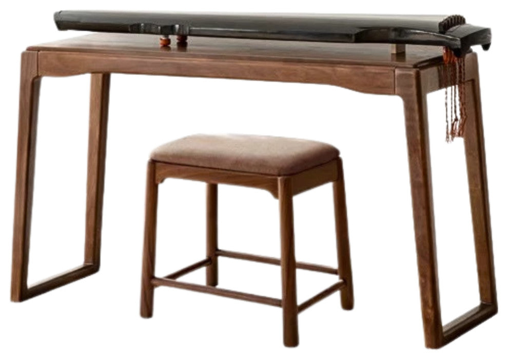 Solid Wood Desk, Rich Dark Walnut / Black  Walnut Table 48"/ Stool