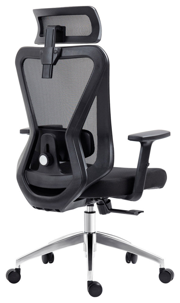 Techni Mobili Truly Ergonomic Mesh Office Chair with Headrest, Black