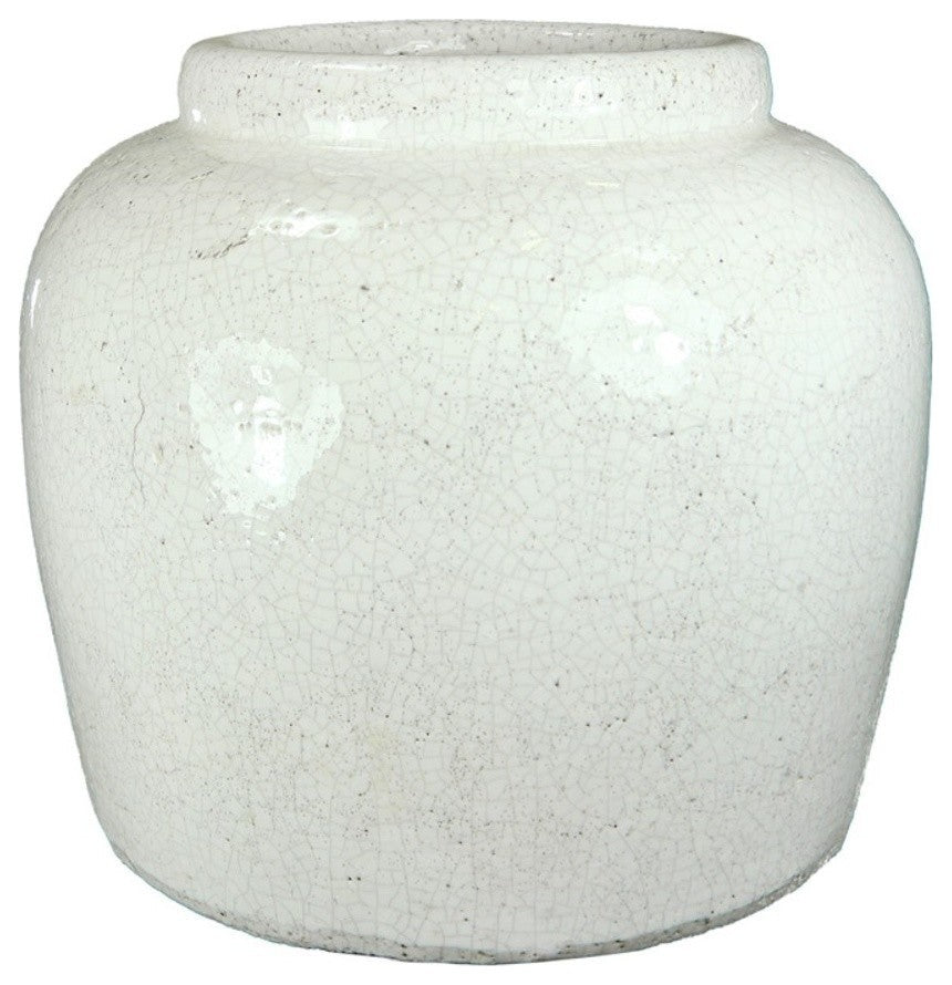 Terracotta Urn Vase, White