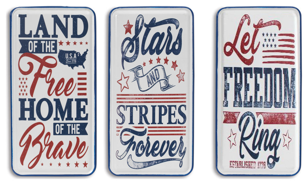 Set of 3, Assorted 23.8" Americana Wall Signs