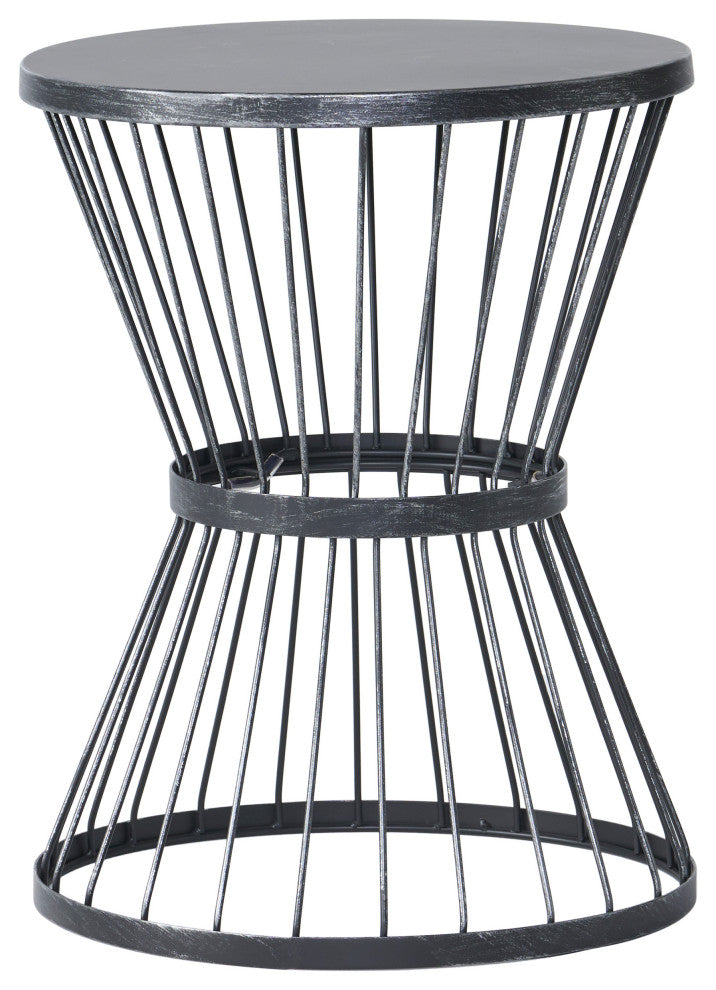 GDF Studio Fern Outdoor 16" Iron Side Table, Matte Black