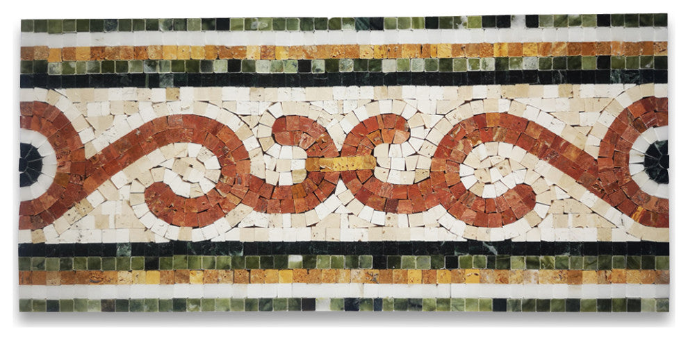 Coral Seagrass 8.3x17.7 Marble Mosaic Border Listello Tile Polished, 1 piece