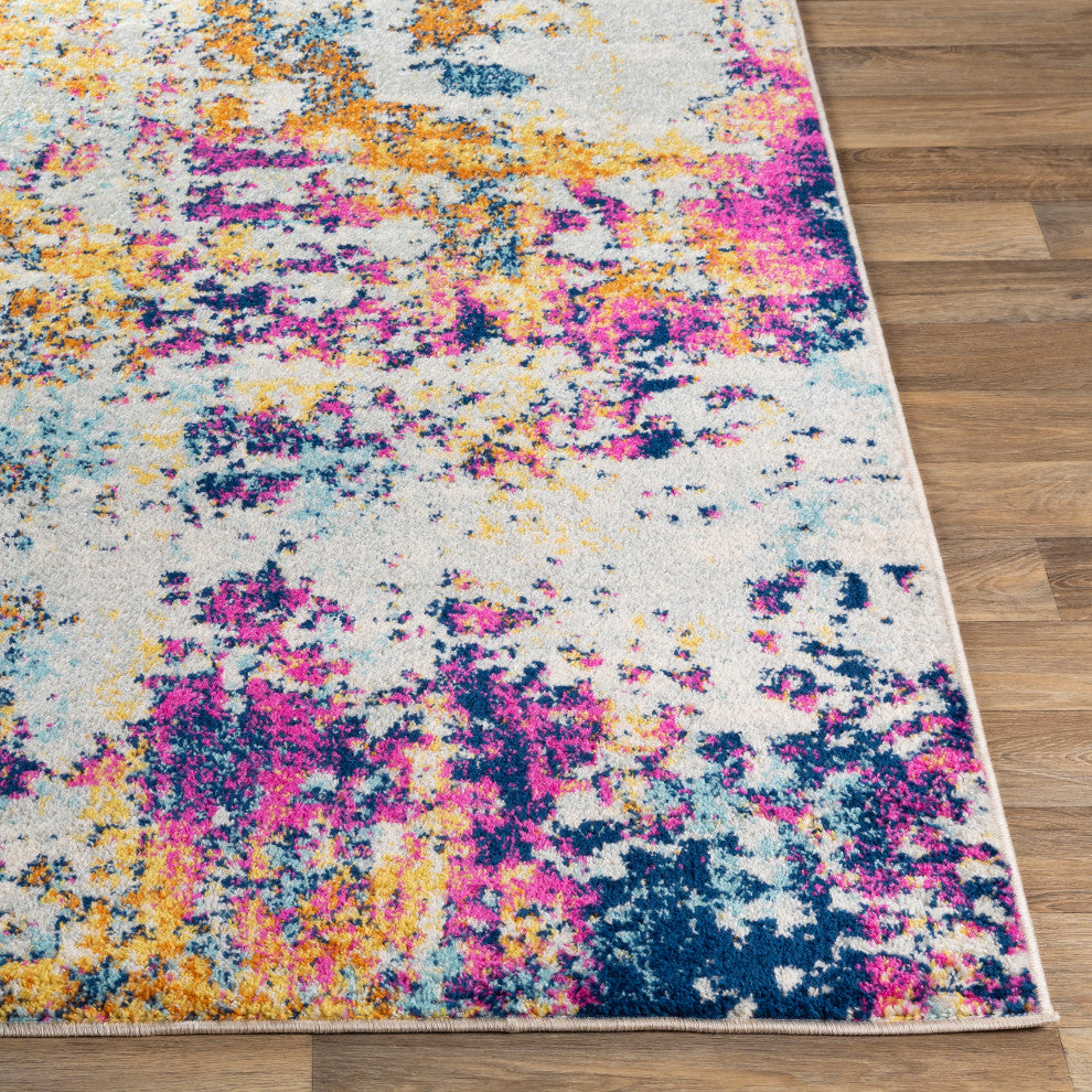 Surya Sunderland SUN-2320 7'10"x10'3" Rug, Yellow/Blue/Aqua/Burnt Orange/Pink