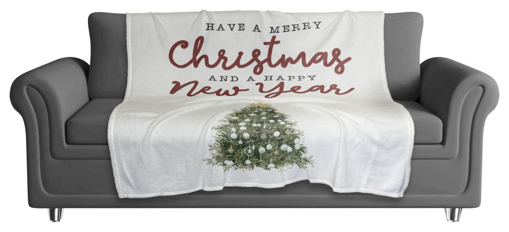 Merry Christmas Happy New Year 2 50x60 Coral Fleece Blanket