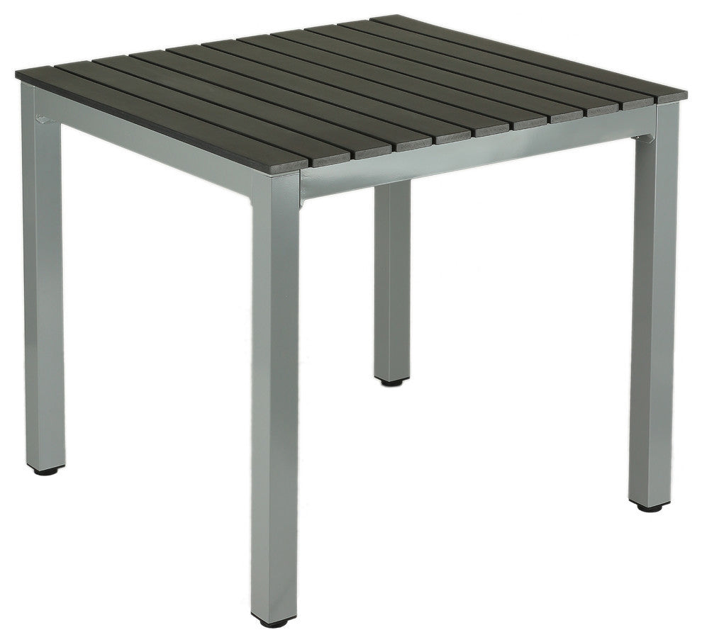Jaxon Aluminum Outdoor Table, Poly Wood, Silver/Slate Gray