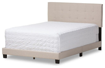 Brookfield Beige Fabric Upholstered Grid-Tufting Bed, King