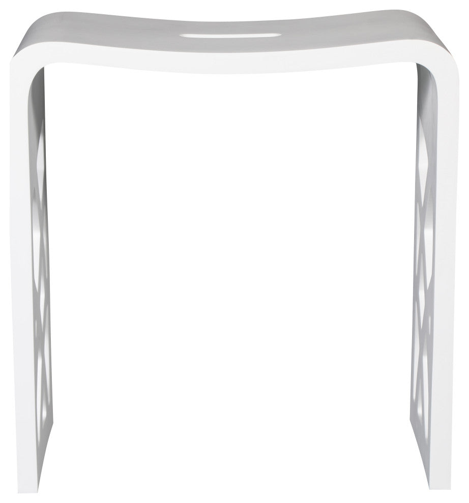 White Matte Solid Surface Resin Bathroom/Shower Stool, Designer