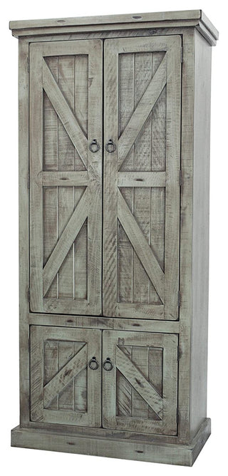 Rustic Pantry Cabinet, Panel Doors & Inner Adjustable Shelves, Rustic Light Blue