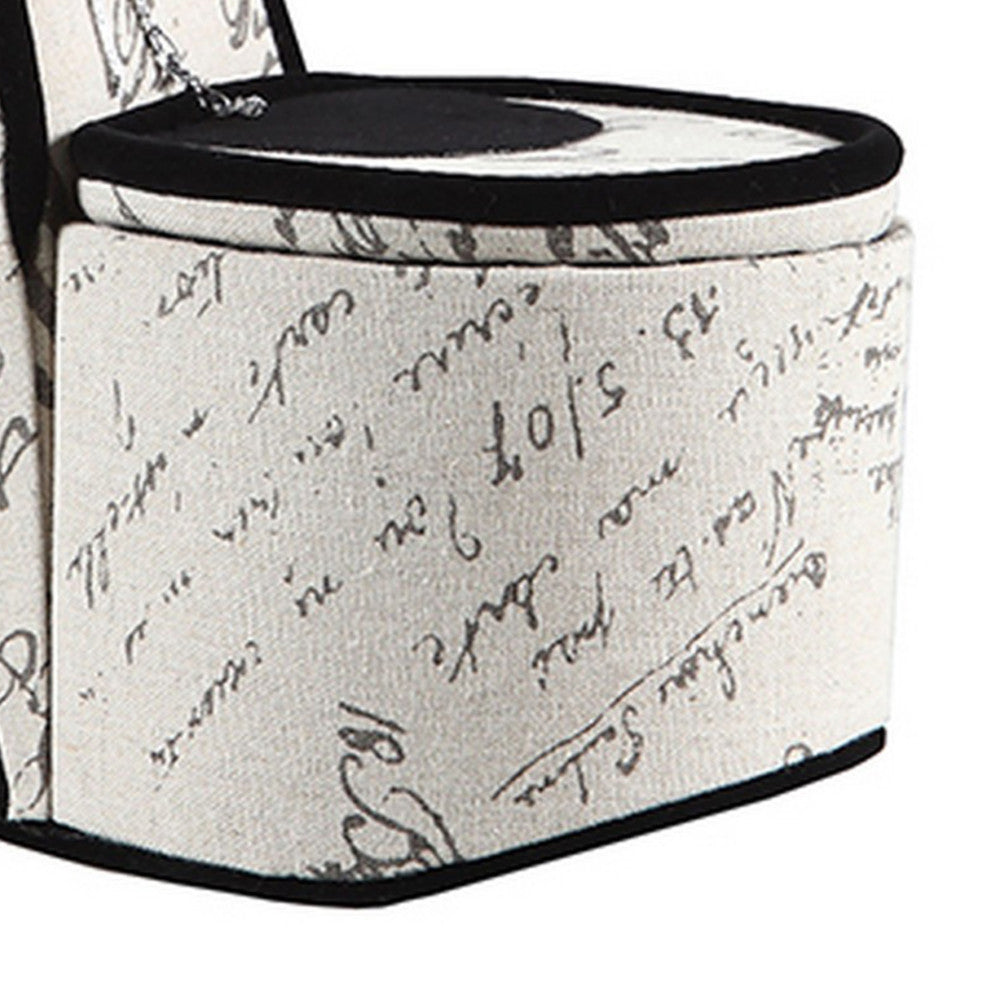 High Heel Script Shoe Jewelry Box with 3 Hooks, Beige and Black