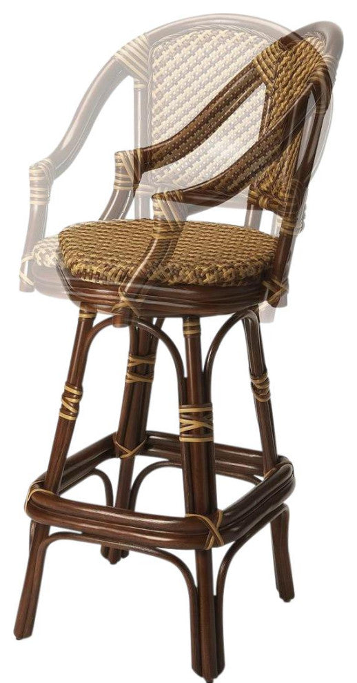 Multi-Color Rattan Swivel Bar Stool
