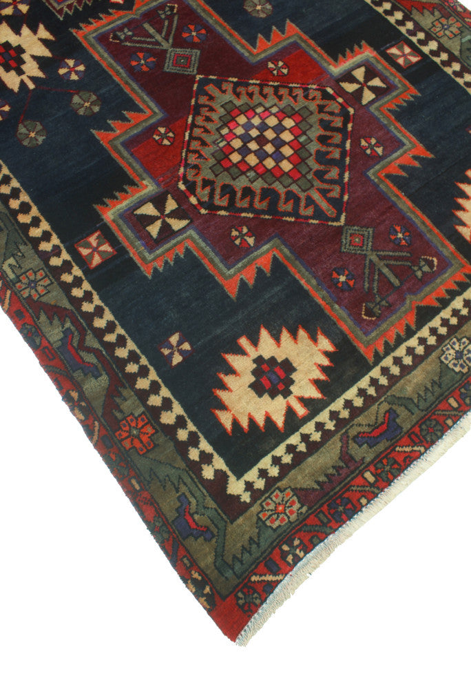 Fine Vintage Distressed Simten Navy/Gray Runner, 3'10x9'5