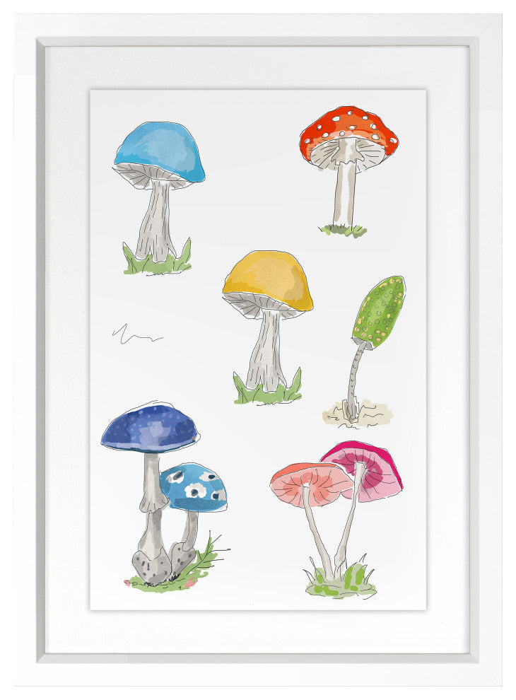 Mushrooms 2 Fine Art Print, White, 22"x16"