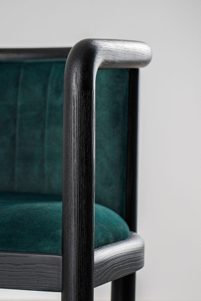 Alton Dining Chair, Black Wood, Emerald Material