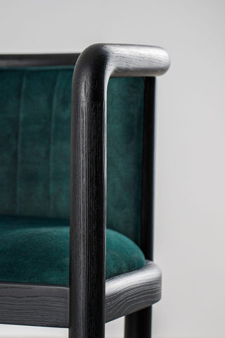 Alton Dining Chair, Black Wood, Emerald Material