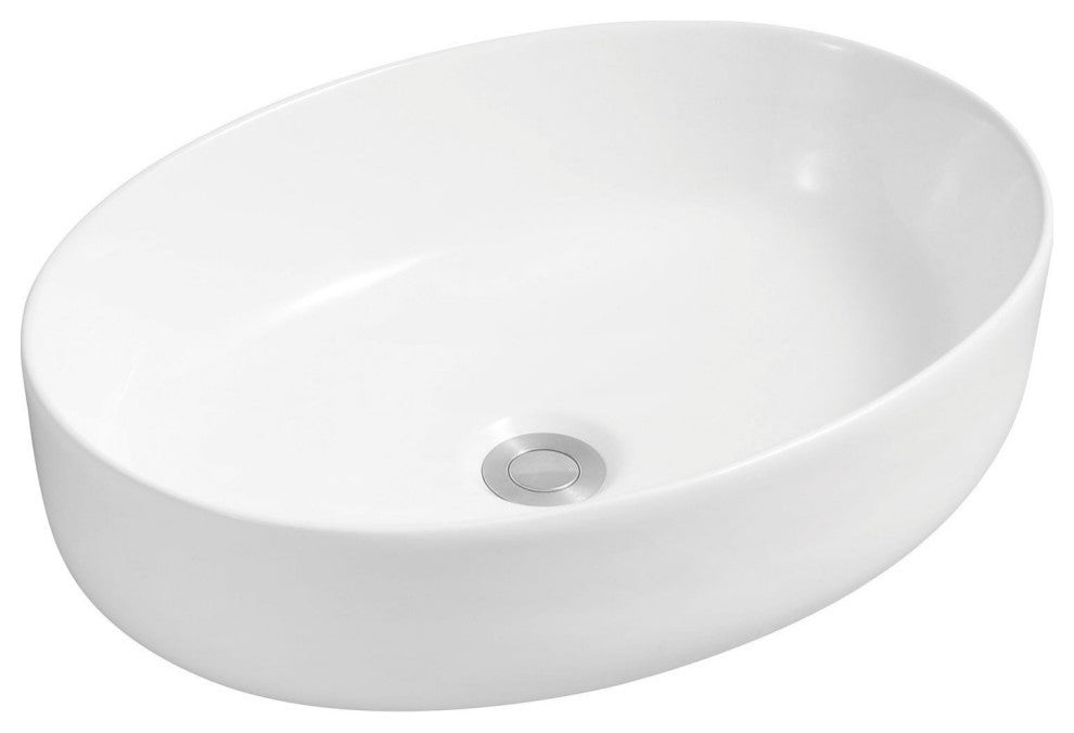 Dowell Ceramic Vessel Sink, Gloss White, Oval