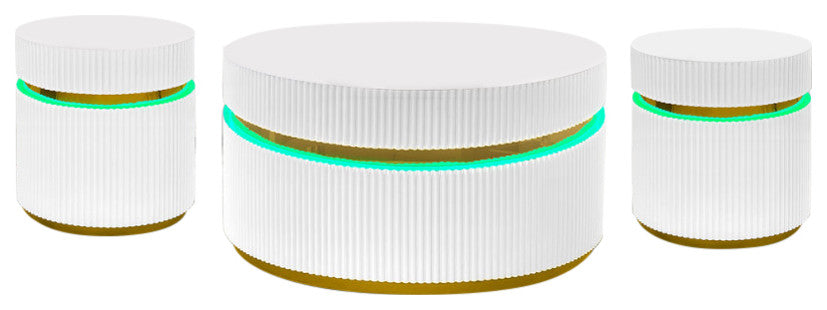 Tavita 3-Piece Round Coffee Table Set With Glass Top and LED Lights