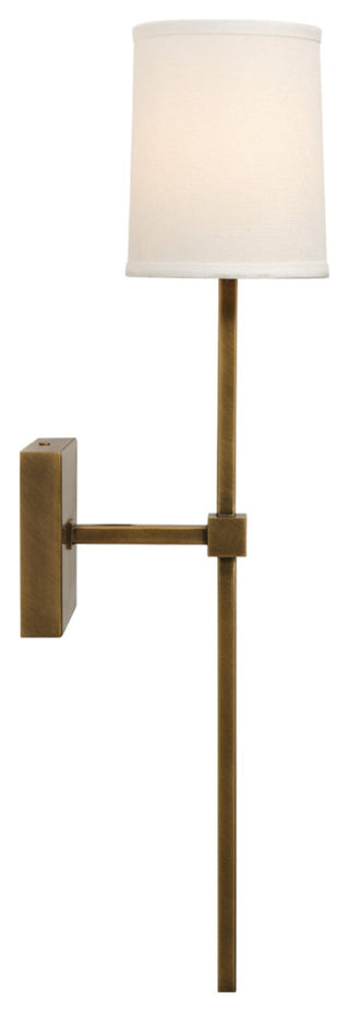 Minerva Wall Sconce, Antique Brass With White Linen Shade