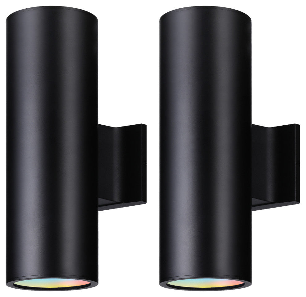 2 Pack 14" 5CCT LED Up Down Wall Lamp, Modern Dimmable Cylinder Porch Light