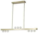 Raleigh 9-Light Horizontal Pendant- Aged Brass, White Opal Glass