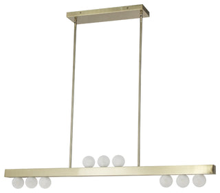Raleigh 9-Light Horizontal Pendant- Aged Brass, White Opal Glass