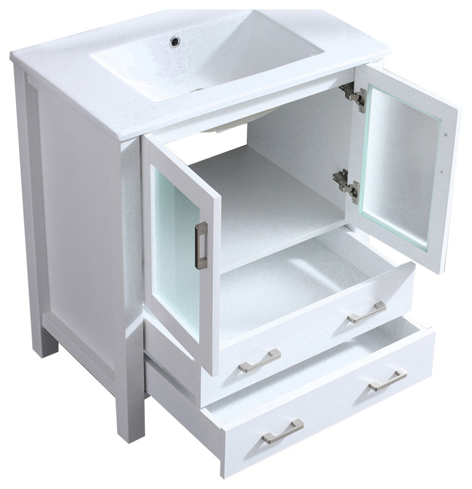 Volez 30" Single Bathroom Vanity Cabinet Integrated Top Integrated Square Sink