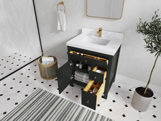 Sonoma 30" Single Sink Bath Vanity in Black Top, 2" Viola Gold